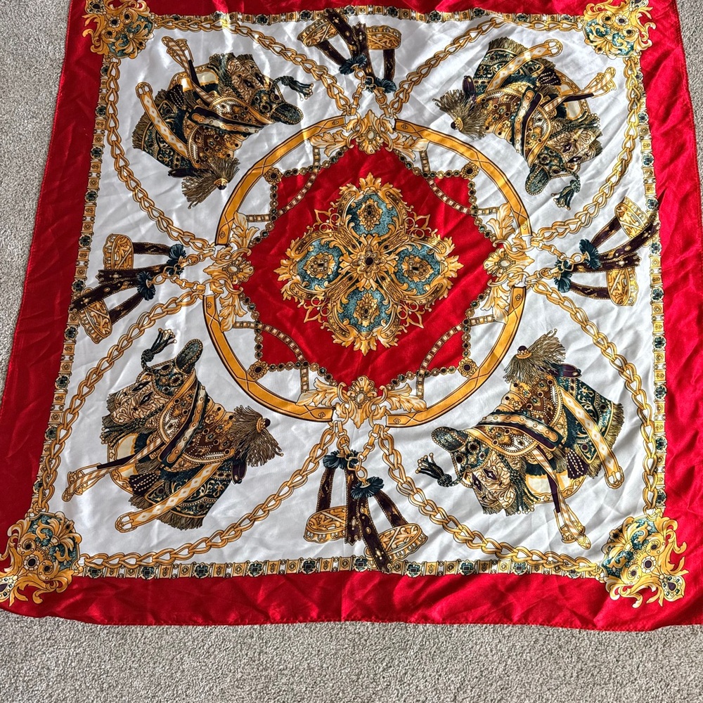 Elegant Red and Gold Scarf